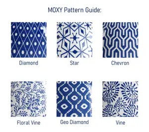 Elama Moxy 6pc Assorted 20oz Porcelain Footed Bowl Set in Blue