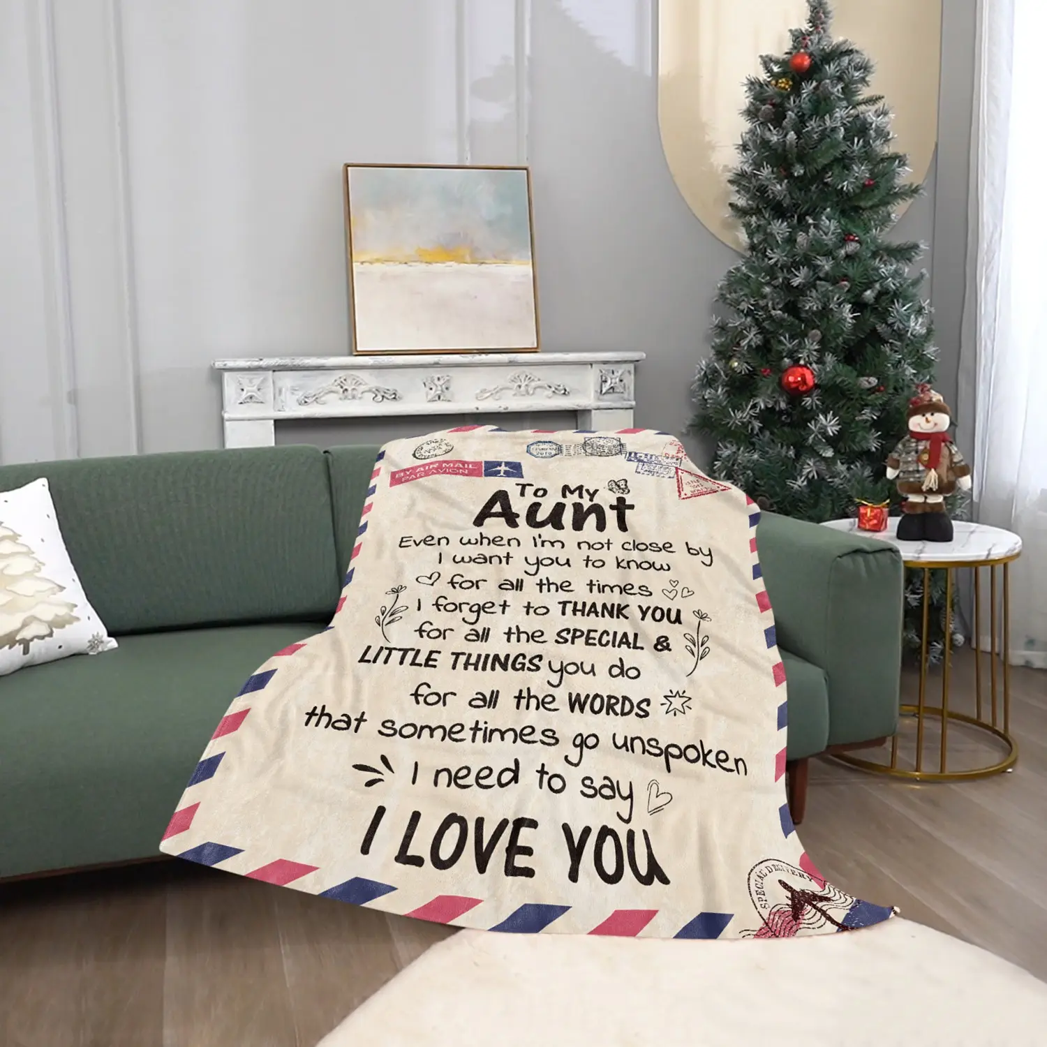 Mother's Day Birthday Aunt Gift, Unique Birthday Present, Warm Blessing Thank You Aunt Blanket, Perfect Auntie Gift Idea, Soft Cozy Flannel Throw Blanket