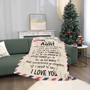 Mother's Day Birthday Aunt Gift, Unique Birthday Present, Warm Blessing Thank You Aunt Blanket, Perfect Auntie Gift Idea, Soft Cozy Flannel Throw Blanket