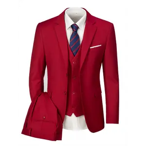 Lynerun Men'S Suits 3pcs Slim Fit Suit Set Two Buttons Business Solid Blazer Jacket Vest And Pants Random Tie Men Suits Suitable For Wedding Dress Tux Suit Set Ceremony XS-3XL
