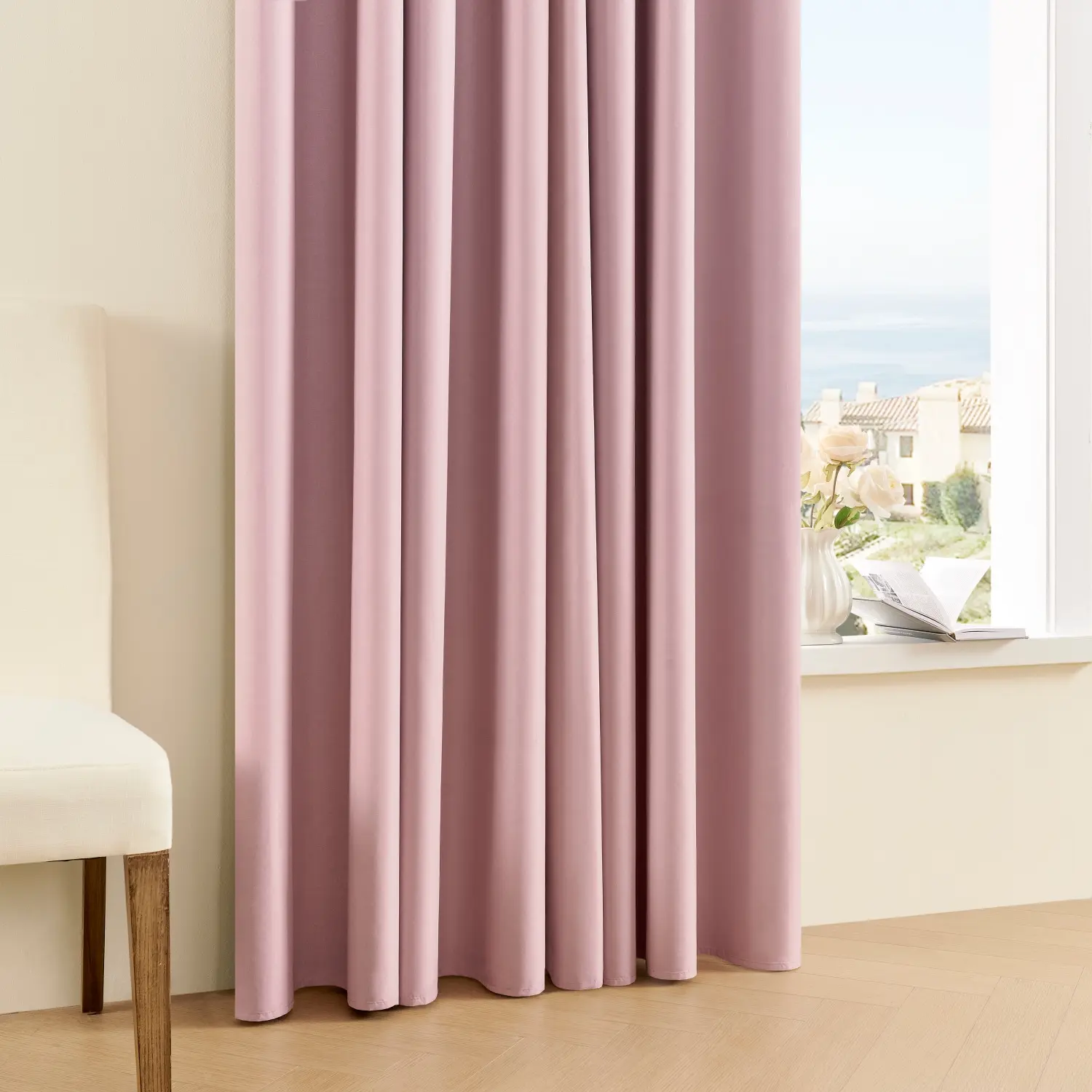 1 Panel 100% Blackout Faux Linen Door and Window Curtain Grommet Top Heavyweight Premium Thermal Insulated Light Blocking Privacy Curtain for Bedroom, Living Room, and Home Décor with Noise Reduction and Energy Efficiency