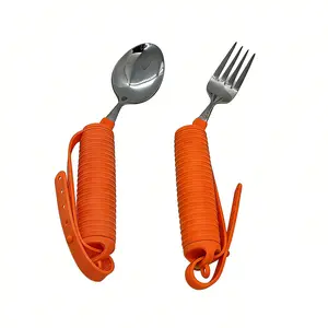 Anti-Shake Adaptive Utensil Spoon - Kitchenware Cutlery with Adjustable Strap, Bendable Neck Handle for Elderly with Hand Tremors or Arthritis Support, Utensils