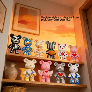 Multicolor Surprise Gift Bear 3D Puzzle Artificial Building Blocks Decoration, Home Office Bookshelf Decor, Party Living Room TV Stand Display