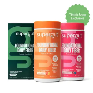 Supergut Fiber 3-Pack bundle | Clean, 6g of Premium Pre-biotic Fiber blend – Gut Health, Digestion & Bloating relief | Non-GMO, Vegan & No Artificial Additives - Unflavored sticks, Pomegranate Berry, and Peach Mango flavors