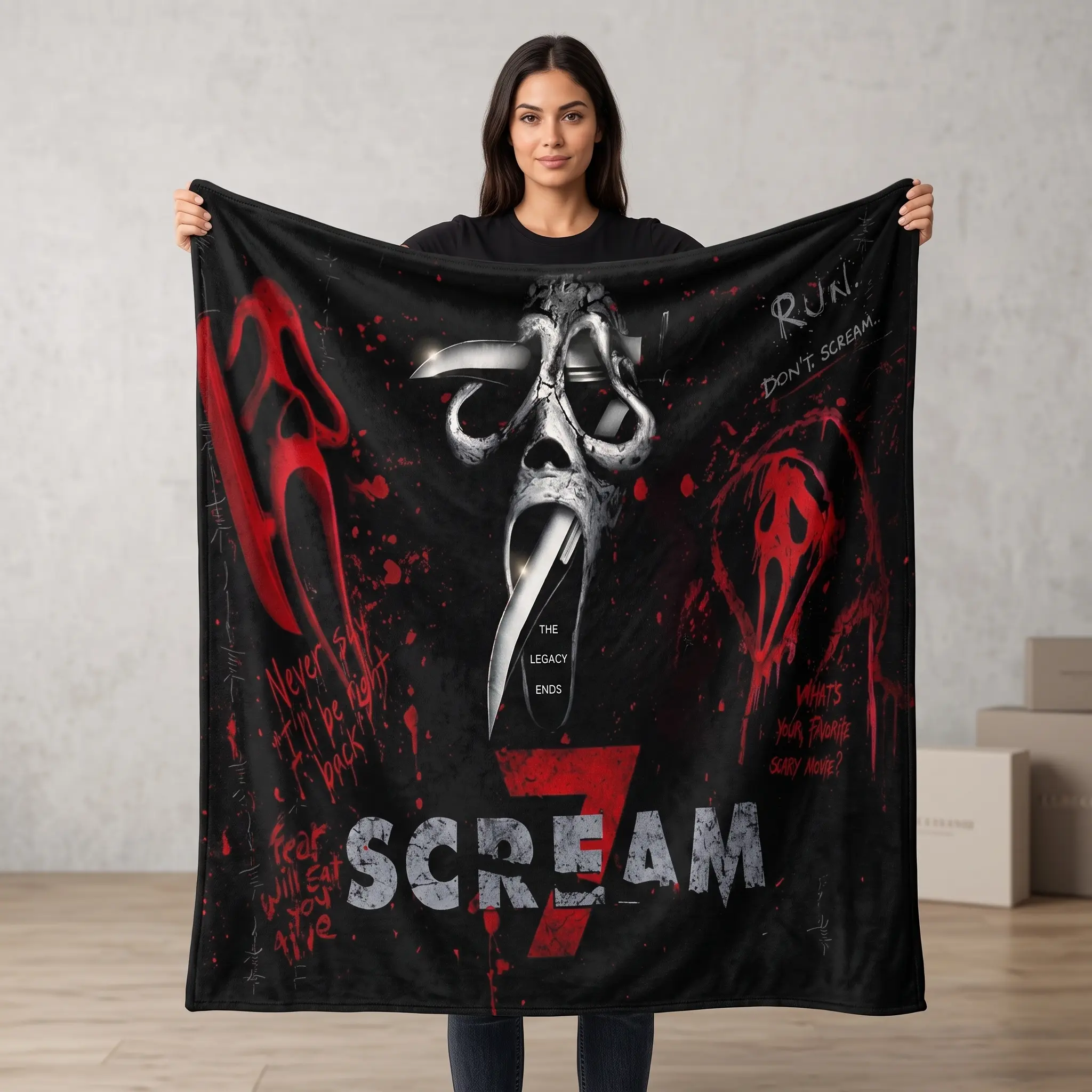 Gothic Scream 7 Ghostface Flannel Throw Blanket Ultra Soft Warm Plush Fleece Bed Sofa Decor - Spooky Halloween Christmas Holiday Gift for Men Women Kids Teens Horror Movie Fans - Multiple Sizes 30x40 40x50 50x60 60x80 Inch