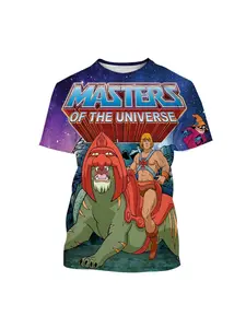 3D printed short-sleeved T-shirt, anime-themed shirt, He-Man: Masters of the Universe series, casual style