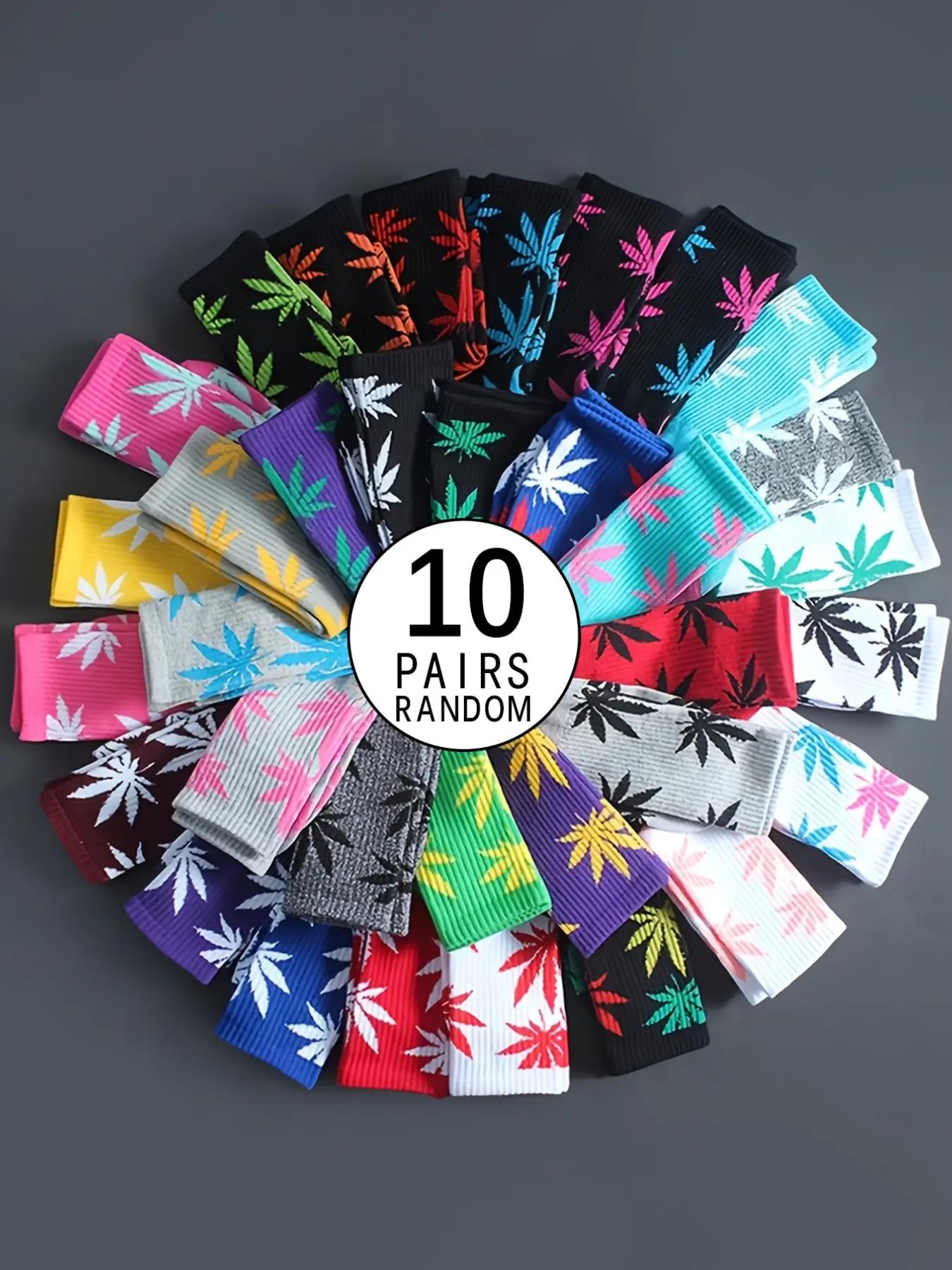 Men's Mid-Calf Socks Set, Sock Packs, Socks Pairs, Casual Daily Socks, Casual Plant Pattern Couple Athletic Socks for All Seasons, Comfortable & Stylish Footwear