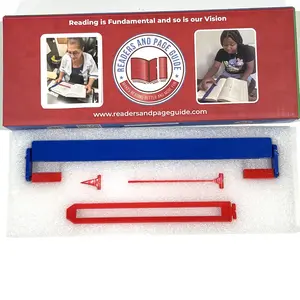 Readers' and Page Guide Device - Blue & Red Plastic Bookmarks for Reading and Vision Support - Essential for Enhanced Reading Experience