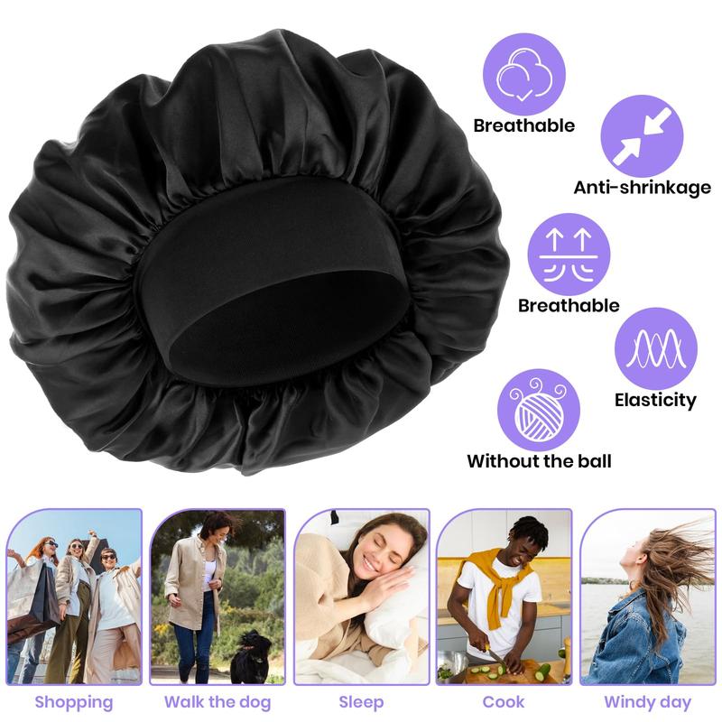 Silk Satin Bonnet – Adjustable Elastic Sleep Cap for Men and Women, Soft Hair Wrap for Sleeping