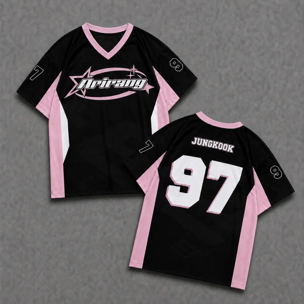 Custom Arirang Bangtan World Tour Mesh Football Jersey, Oversized Pink Y2K Streetwear Sports Tee, Vintage Soccer Jersey, Kpop Fan Merch, Bangtan Inspired Concert Outfit Shirt