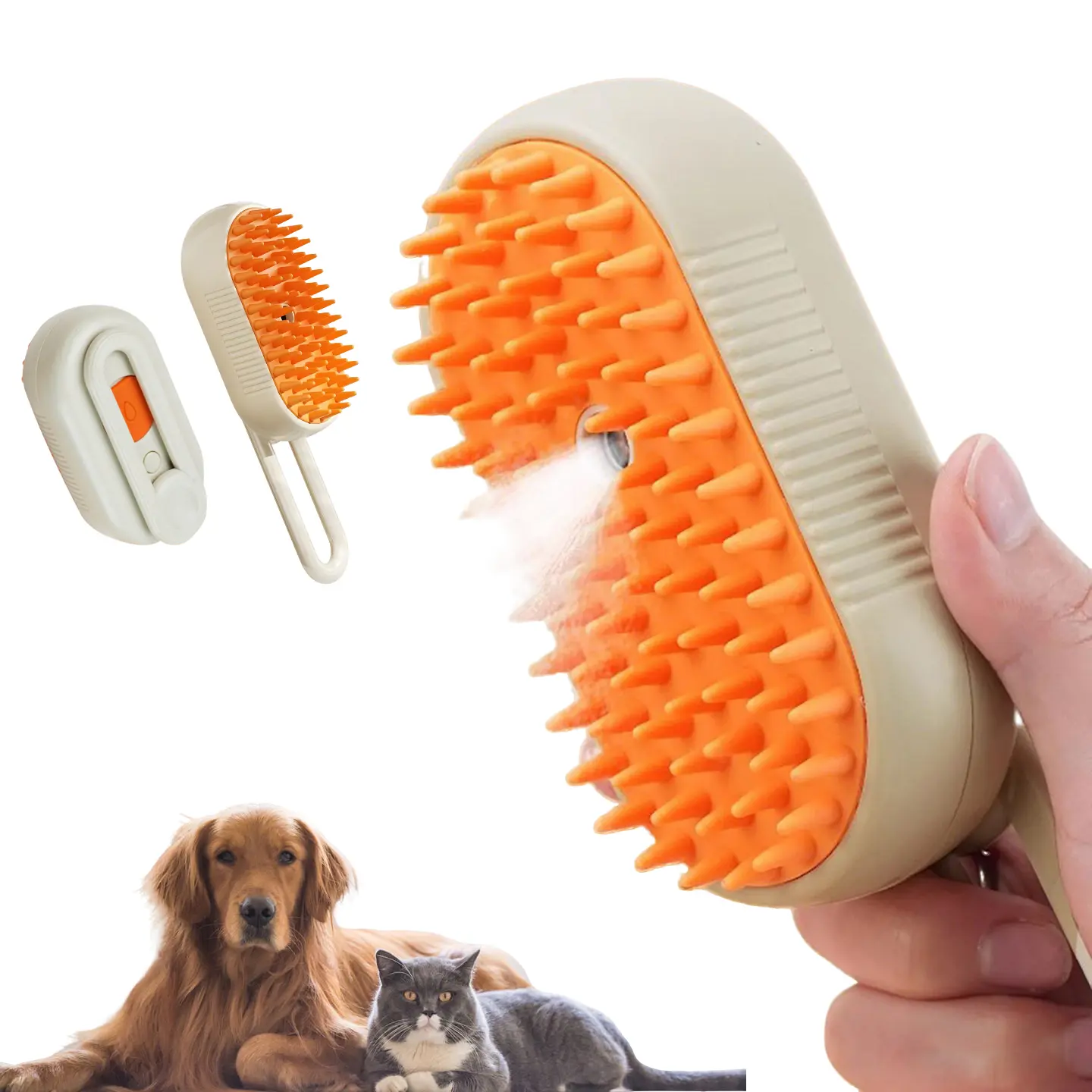 Pet Steam Brush, Cat & Dog Hair Remover, Adjustable Pet Deshedder, Pet Steam Sprayer, 3-in-1 Steam Pet Grooming Comb, Cat & Dog Grooming Brush, Advanced Steam Pet Hair Remover (Anti-Flying Hair), Pet Companion Brush