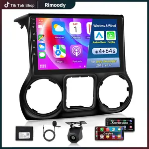 Rimoody 4GB+64GB Car Radio for Jeep Wrangler 2015 2016 2017,10.1 inch IPS Touchscreen Android 15 Stereo - Wireless Carplay & Android Auto,GPS Navigation & Bluetooth