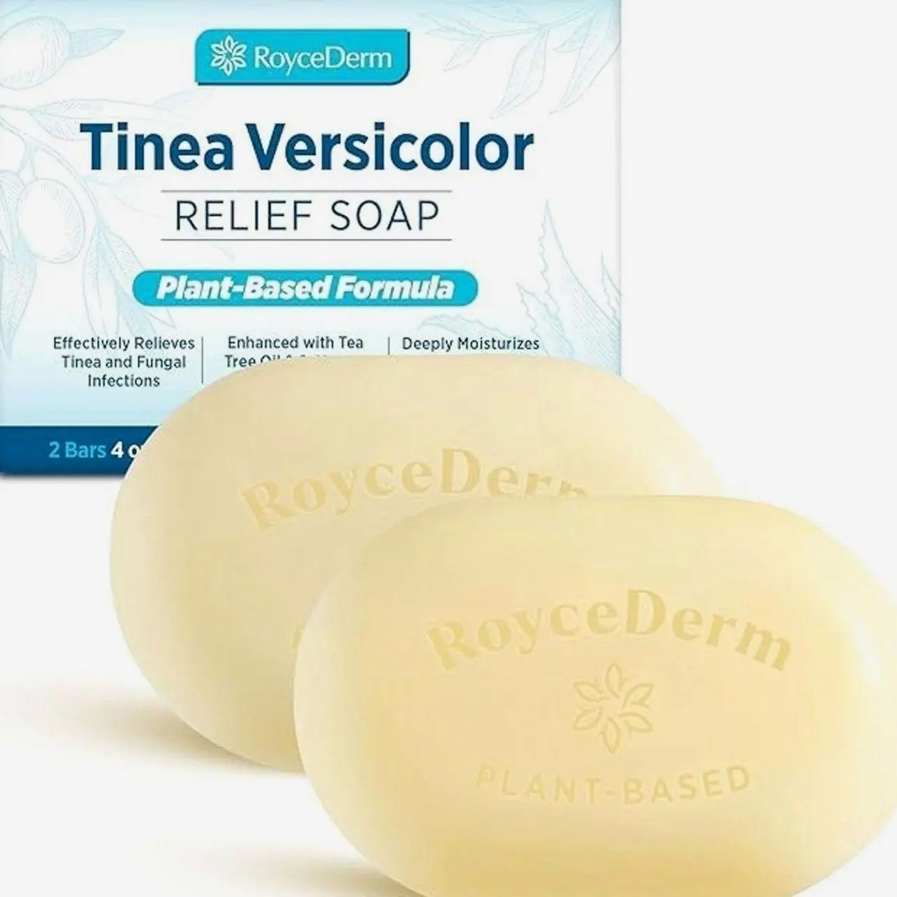 Roycederm Tinea Versicolor Relief Soap: Tea Tree Oil & Sulfur Cleansing Bar, Soothes Irritation, Hydrates & Supports Skin Health
