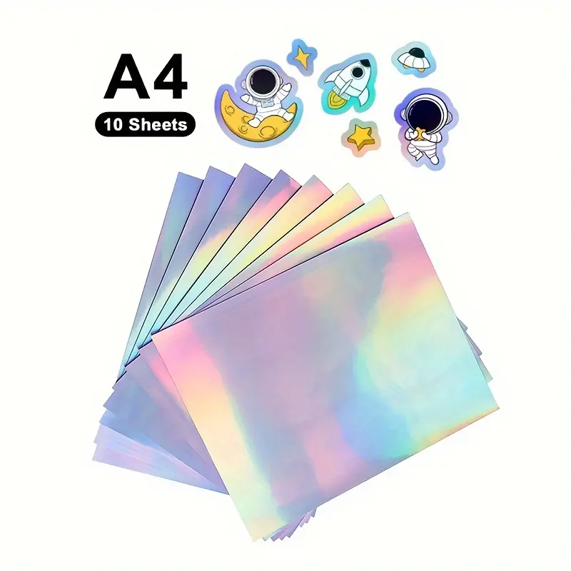 10 Sheets Glossy /White/ Transparent Vinyl Sticker Paper - A4 Size, Waterproof, Self-Adhesive, Printable Copy Paper for Inkjet Printers, Durable & Recyclable, Perfect for Mother's Day Crafts & More, Versatile Printing
