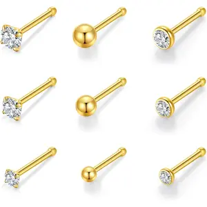 20G Nose Rings Titanium Nose Studs Cubic Zirconia Straight Nose    Nose Rings Studs for Women Men 6 count set