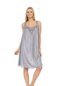 Silky Lace Accent Women Sleeveless Polyester Sheer Sleepwear Nightgowns Housedress Colorful  - Sizes Medium to 4X
