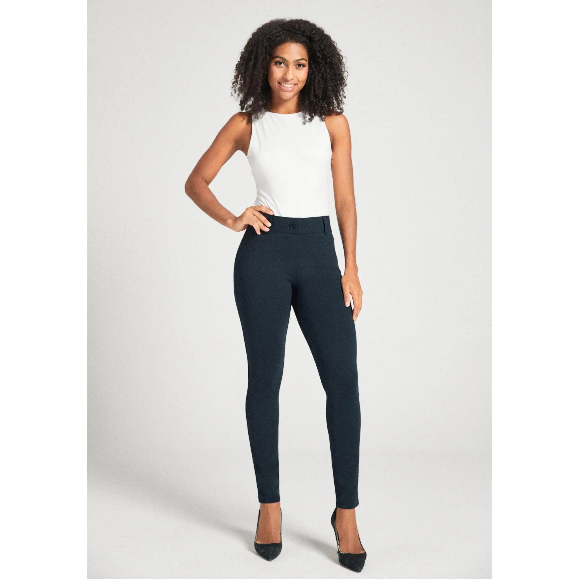 Betabrand Classic Dress Pant Yoga Pant, Skinny Leg, Mid Rise Waist - Navy  Blue (XS-XXL, Regular, Petite, Long) Leggings - TikTok Shop