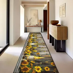Sunflower Pattern Kitchen Runner Rug, Non-slip Soft Floor Mat, Decorative Carpet for Home Living Room Bedroom Kitchen