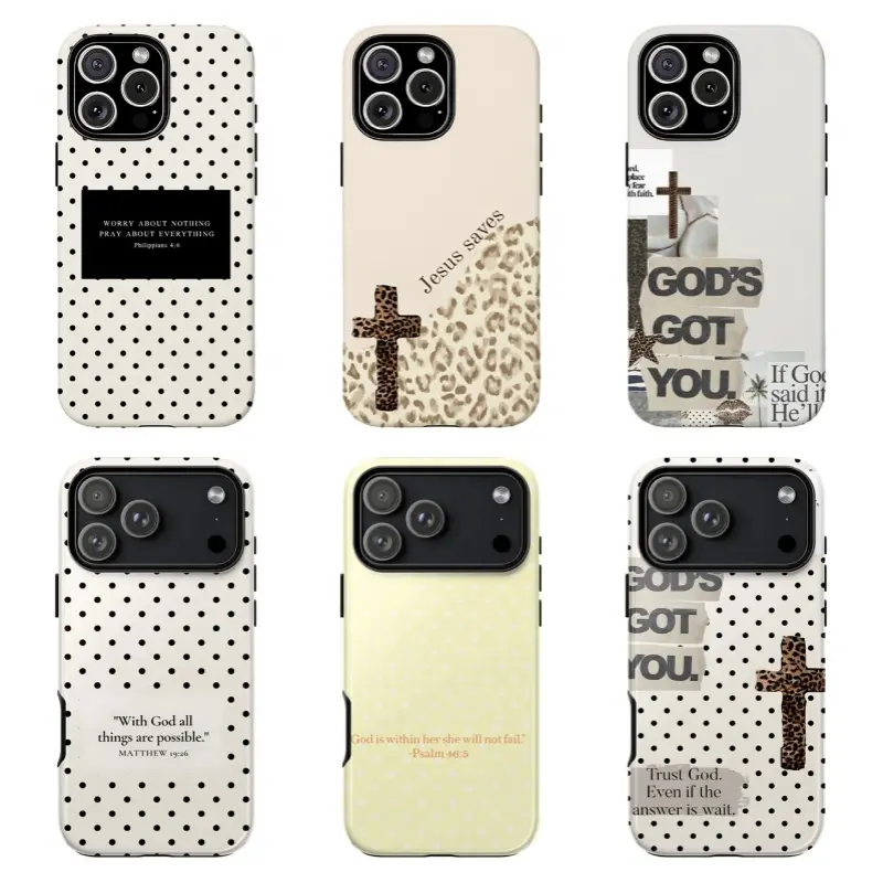 Polka Dot Christian Bible Verse Smartphone Shell - Coquette Faith Aesthetic, Custom Dual-Layer Durable Handheld Cellphone Case, Compatible for iPhone 11-17 Pro Max,for Samsung S22 S23 S24 S25 Ultra, Perfect Gift for Her