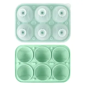 6-Cavity Baseball Silicone Ice Ball Mold - Spherical Ice Cube Tray for Whiskey, Cocktails & Drinks,Barbecues & Sports Fans