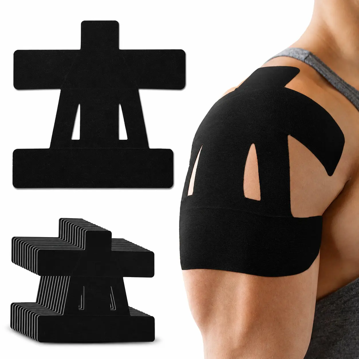 Precut Shoulder Kinesiology Tape for Men & Women – Shoulder Support & Pain Relief for Basketball, Volleyball, Tennis, Baseball, Gym & Sports | Waterproof Breathable Athletic Tape, Summerwins, Father'sdaygifts, Campingessentials, Campinggear Summerwins
