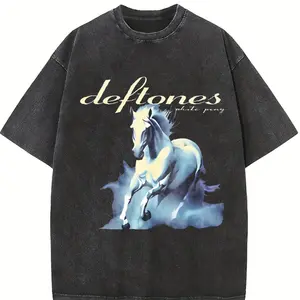 Retro Limited Vintage Deftones Tour Shirt, Rock Band WHITE PONY Oversized Heavy Washed Cotton Tee, 90s Grunge Gothic Punk Y2K Rock Merch