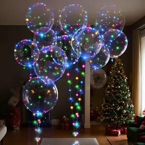20pcs (10pcs LED Lights with 10pcs 20inch LED Light Up Bobo Balloons)String Lights Transparent Balloons for Birthday Wedding Christmas Party Easter Mother's Day Graduation Decor Decorations. Battery Powered AA (Battery Not Included)