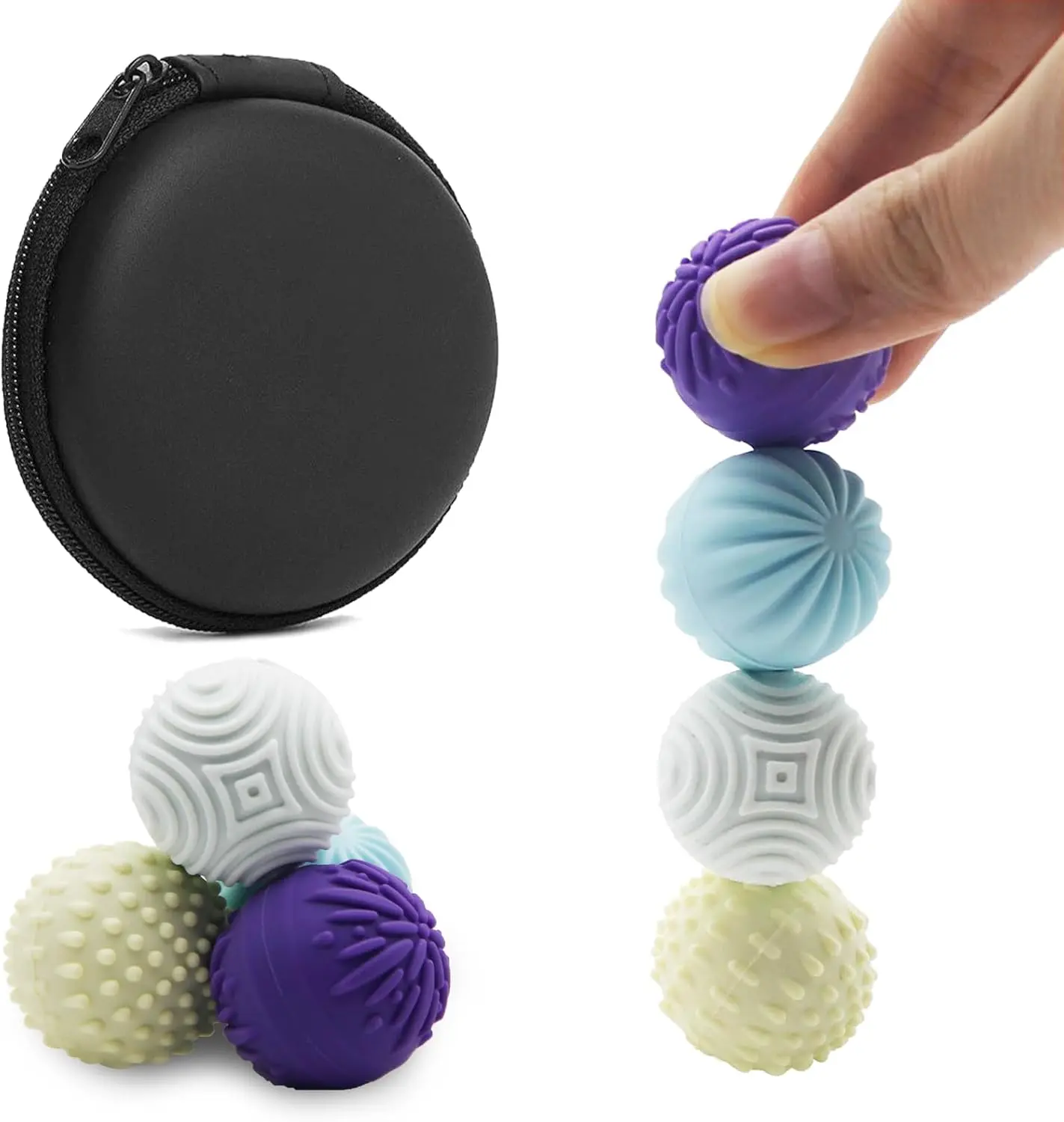 4 PCS/set Fidgeting Relax Toys with ElasticTexture,ViralStress Relief Toy,Fidget Balls Toys,Silicone Ball Set, Quietoffice fidget toys,Assorted Colors, Stress Relief Anxiety Bag Kit