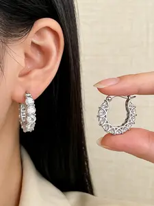 New Square Zircon Circle Earrings, Hoop Earrings, Fashion Ring Earrings, Simple Ear Jewelry, Daily Wear Accessories for Women
