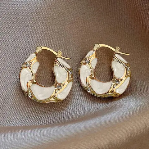 Vintage Elegant Rhinestone Hoop Earrings, Fashionable Jewelry for Women, Trendy All-match & Exquisite Jewelry for Birthday Gift, Lightweight Chunky Hoops, Casual Trendy Jewelry, Fashionable Jewelry Accessories