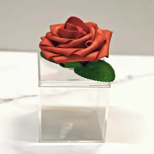 Rust Orange Rose Party Favors Acrylic Box Wedding Birthday