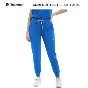 TINYLEMON Scrub Pants for Women - Slim Fit Soft Four Way Stretch Anti-Wrinkle Yoga Waistband Women Joggers with 8 Pockets