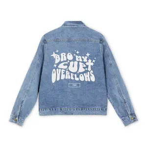 Oversized Christian Jean Jacket - Bro My Cup Overflows - Womenswear with Pockets - Denim Jacket Casual