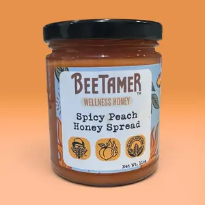 BeeTamer's Spicy Peach Honey Spread - Limited Birthday Run, Mild Heat, Sweet Peach Flavor, Spreadable