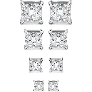 Eclipse & Thread 4-7MM Magnetic Earrings for Men Women Gold/Silver Square Cubic Zirconia Stud Earrings for Non-Pierced Ears Hypoallergenic Stainless Steel Fake Earring Not Easy to Fall off Solitaire Earrings