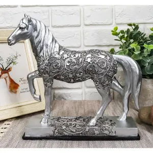 Ebros Equestrian Filigree Graceful Sauntering Silver Horse Statue 7.75" Long