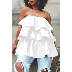 Sexy Casual Solid Patchwork Backless Strapless Tops