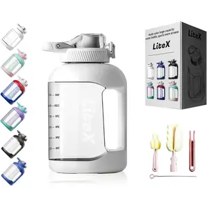 51oz Large Capacity Water Bottle, BPA Free with Handle and Motivational Time Marker, ReusableTritan Water Bottle with Straw for Gym Yoga, Travel, Camping and Outdoor (White) gift