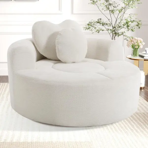 Bellemave Modern Compact Round Memory Foam+Spring Dual-Use Sofa Bed, 3-Pillow Cloud Sectional Couch for Living Room Indoor Furniture