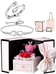 'always You Mom' Engraved Love Bracelet, Heart Bracelets, Elegant Stainless Steel Jewelry Set, Perfect Mother's Day Gift with Inspirational Card, Gift Box Included