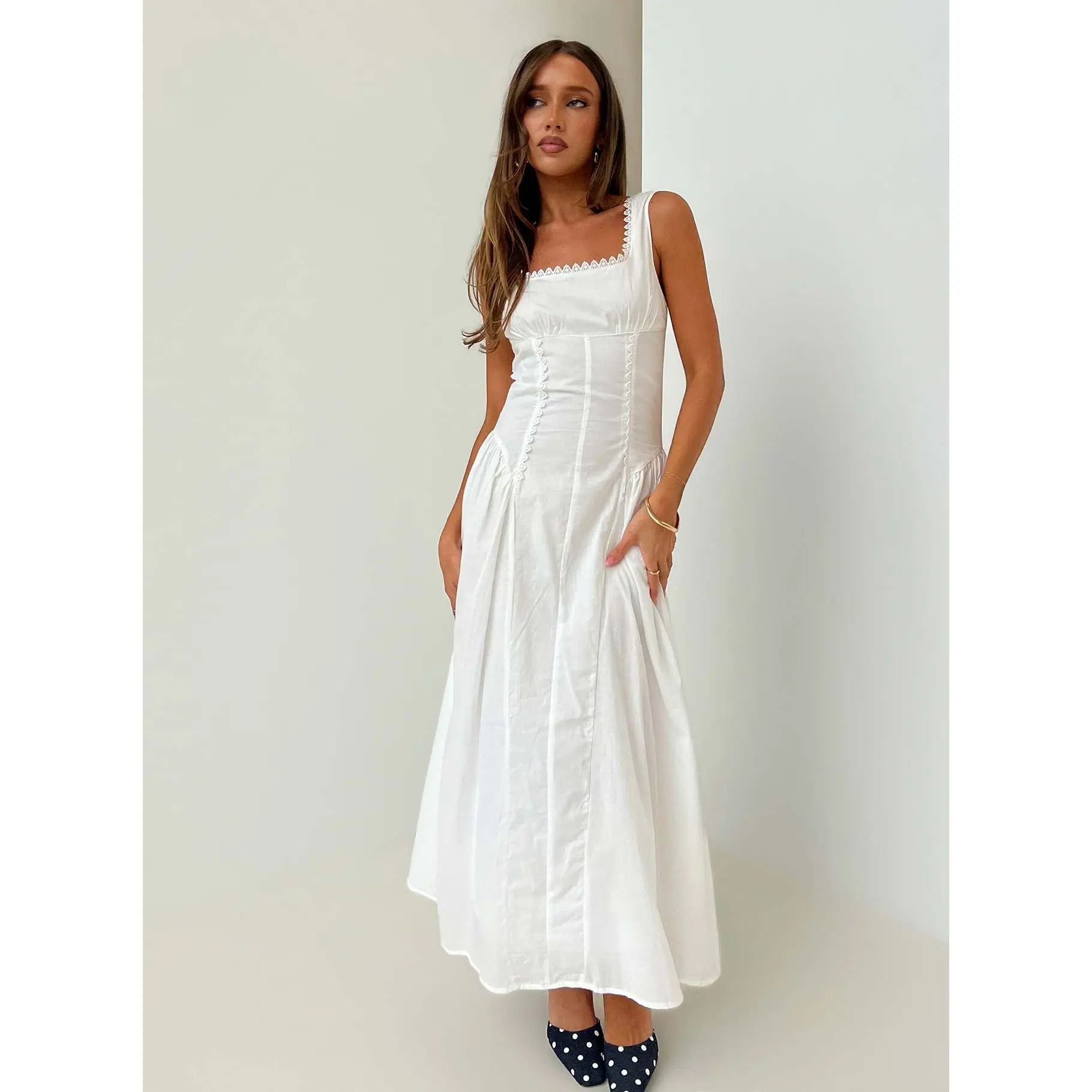Mariette Panelled Midi Dress White