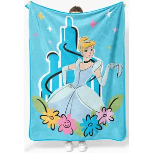 Jay Franco Disney Princess Cinderella Sparkle Plush Throw Blanket