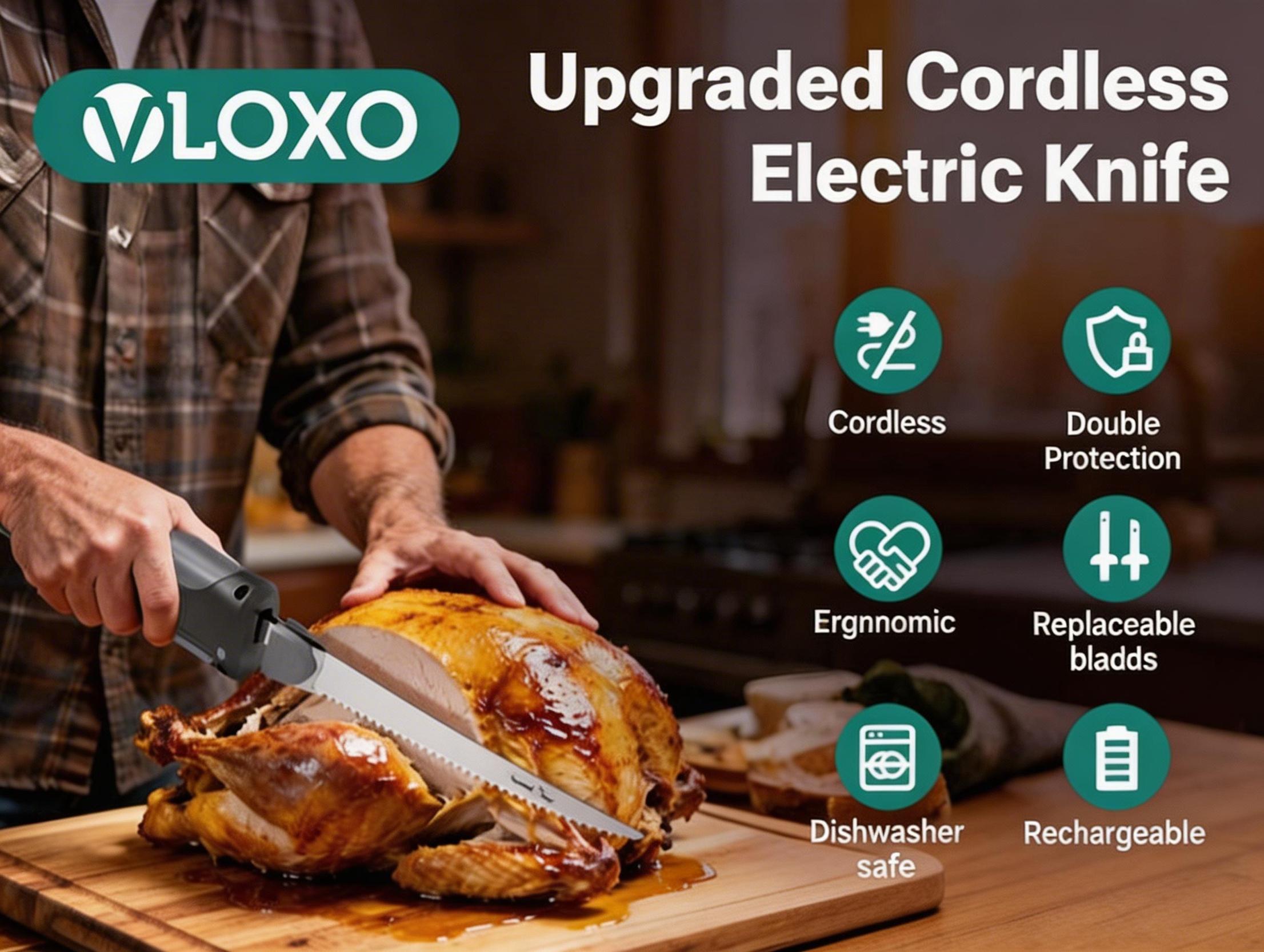 Dual-use electric slicer, rechargeable kitchen lithium battery high-carbon steel, slices bread, bones, outdoor electric fish knife, camping Dual-use electric slicer, rechargeable kitchen lithium battery high-carbon steel, slices bread, bones, outdoor electric fish knife, camping