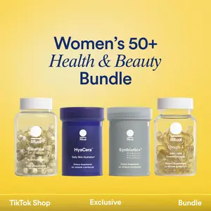 Ritual Women’s 50+ Health and Beauty Bundle | Essential for Women's 50+ Multivitamin, Synbiotic+ 3-in-1 Gut Health Support, Hyacera Wrinkle Support, Omega-3 Supplements