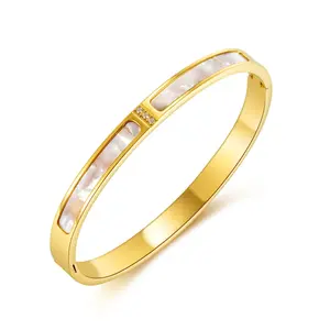 Marble 14k Gold Bangle Bracelet