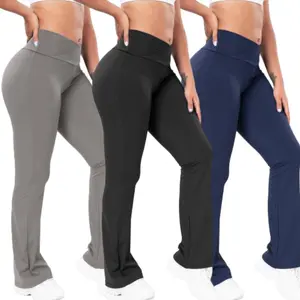 Flare Leggings for Women Crossover Yoga Pants High Waist Tummy Control Bootcut Workout Flared Leggings