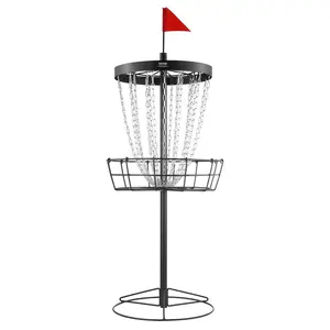 Father's Day Gift VEVOR Disc Golf Basket, 24-Chains Portable Disc Golf Target Hole, Heavy Duty Steel Practice Disc Golf Target, Indoor & Outdoor Disc Golf Course Basket, Disc Golf Basket Stand Equipment, Black