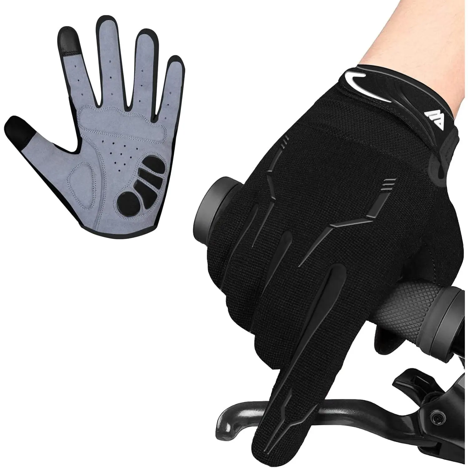 Cycling Gloves for Men - Full Finger BMX & Mountain  Gloves with Touchscreen, MTB, Padded Anti-Slip Grips for Men, Women & Wheelchairs