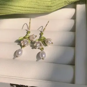Young Girls' White Bell Orchid 3-Piece Costume Jewelry Set - Optional Ear Clip Earrings, Bracelet, Clavicle Necklace - Fresh Forest Spring Fairy Design, Soft Elegant Daily Casual Ornament