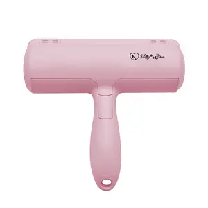Pet Hair Remover and Reusable Lint Roller- Fluffy Paws Cat and Dog Hair Remover -Pink Color Handle